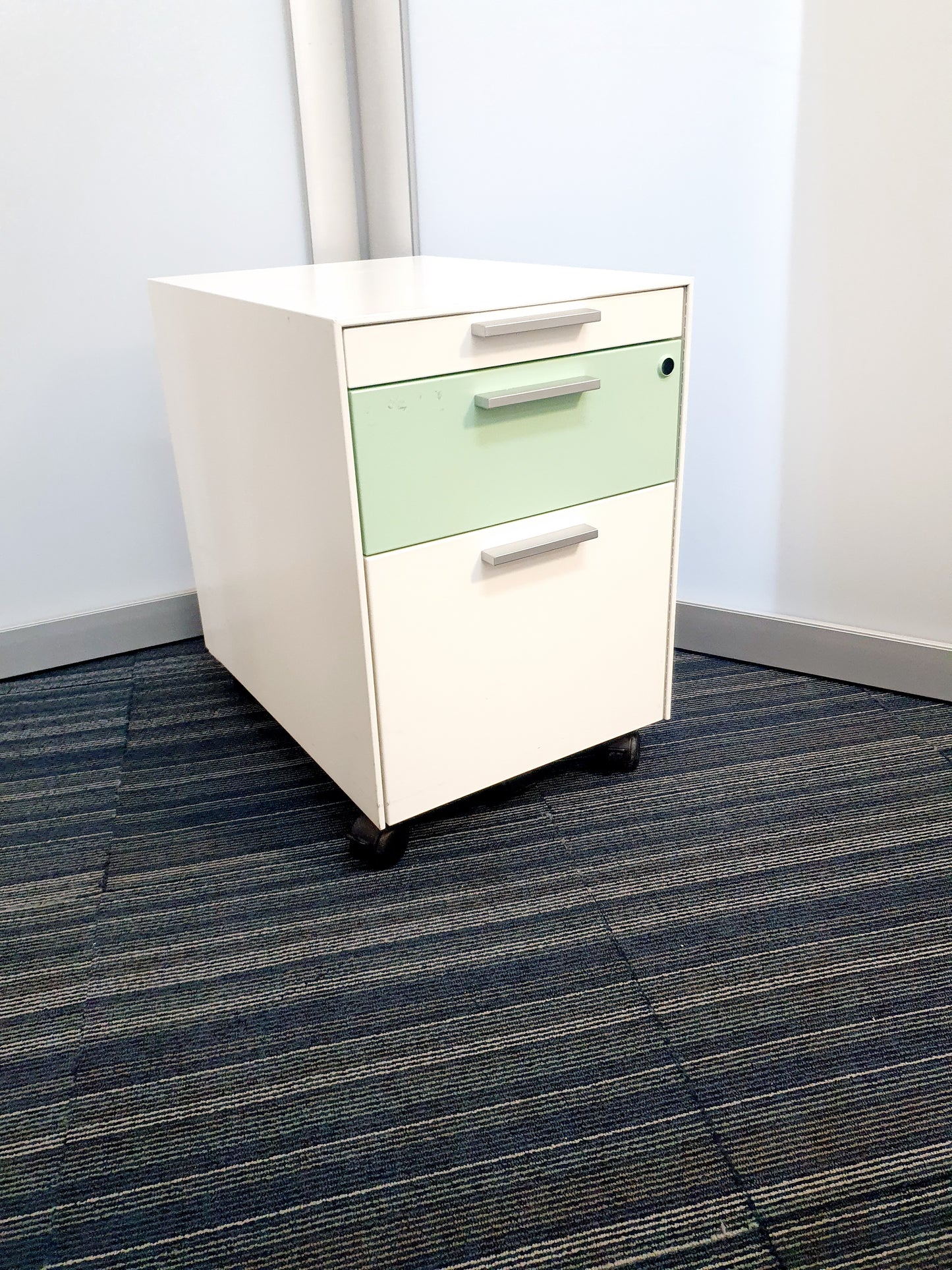 Gloss Office Contrast White / Coloured  3 Drawers Pedestals