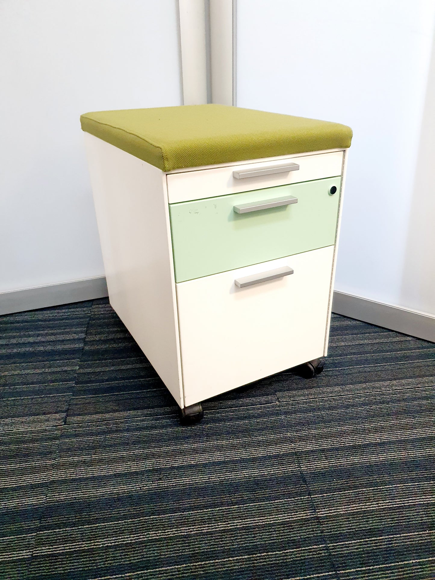 Gloss Office Contrast White / Coloured  3 Drawers Pedestals