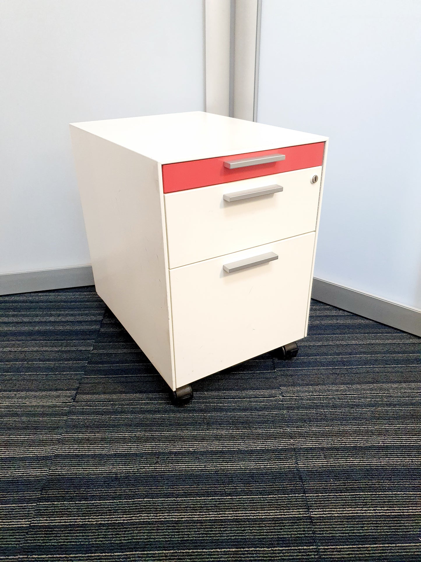 Gloss Office Contrast White / Coloured  3 Drawers Pedestals