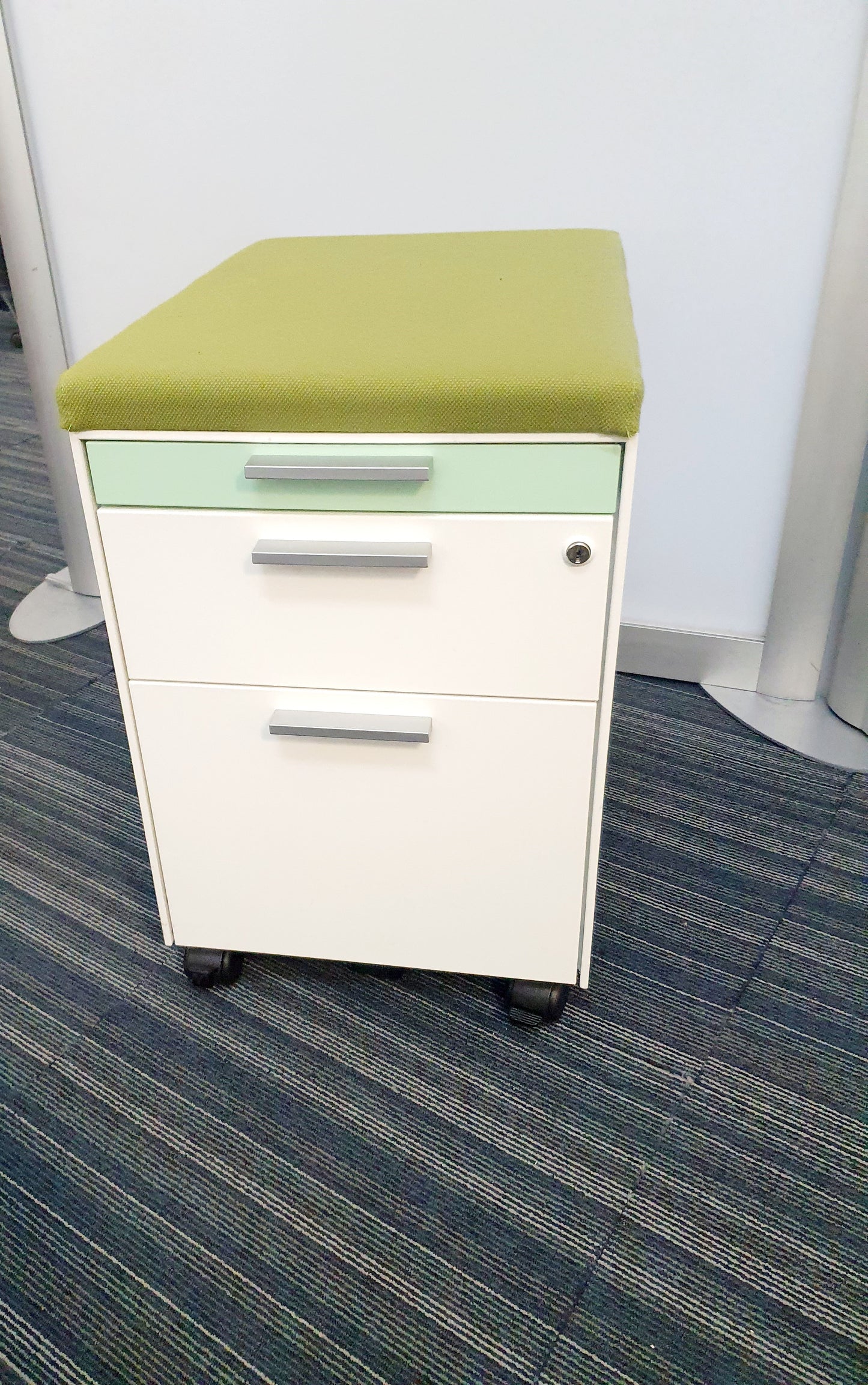 Gloss Office Contrast White / Coloured  3 Drawers Pedestals